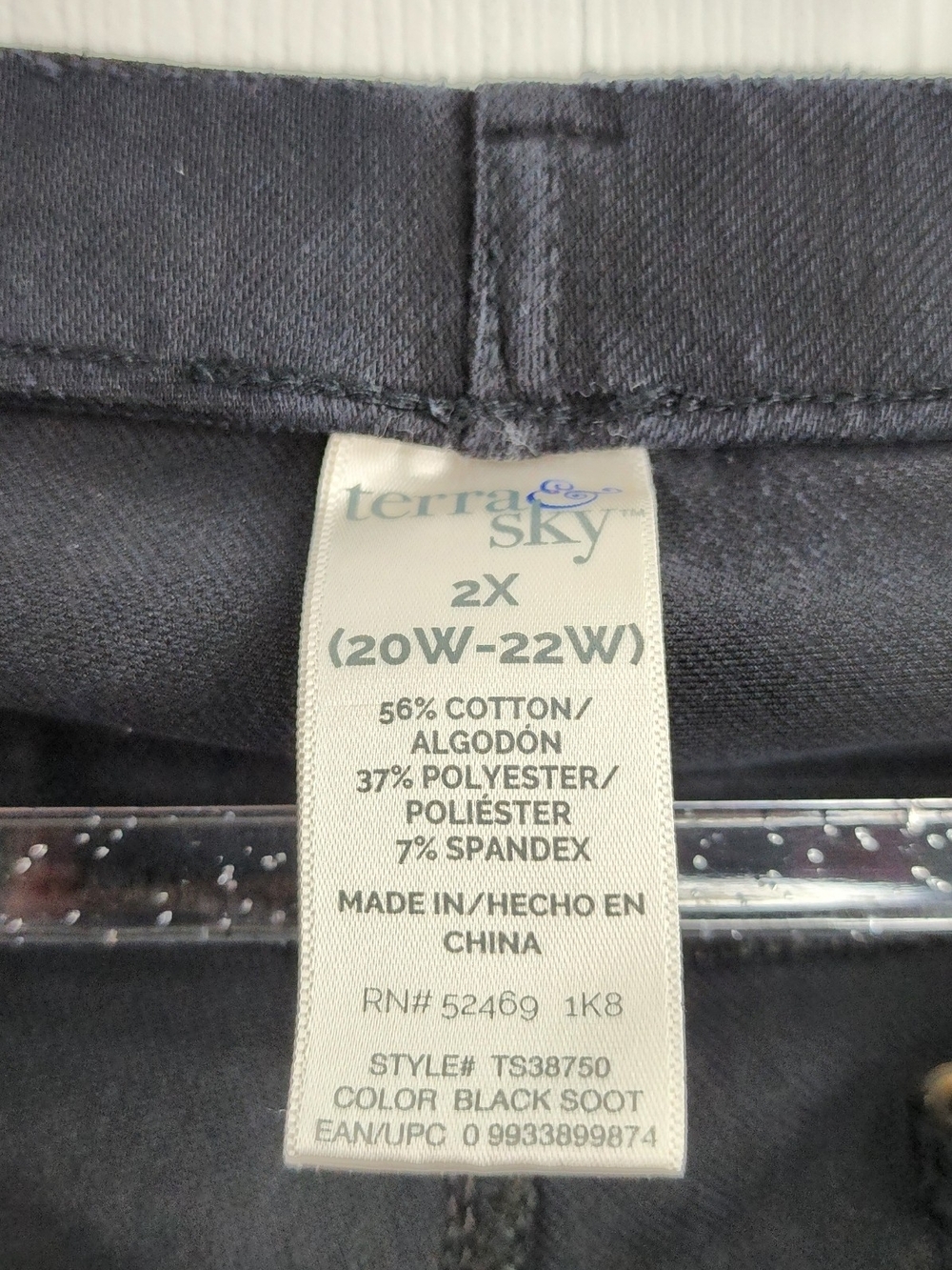Terra & Sky Women's Plus Size 2X Black Pull-On Skinny Denim Jeggings 20W-22W - Picture 3 of 3